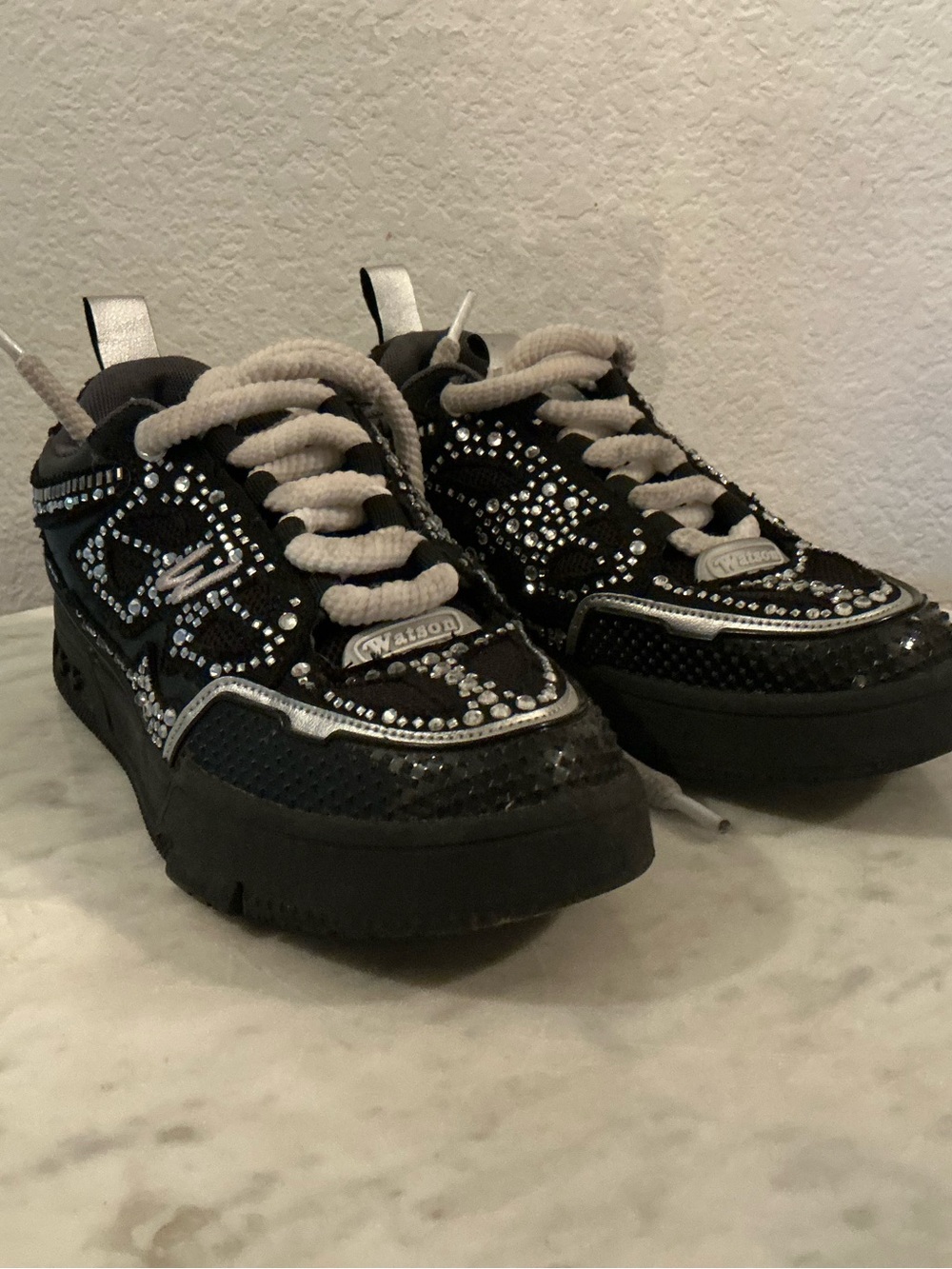 WATSON “GALA NIGHT” Black Rhinestone Embellished Sneakers Men Sz 7